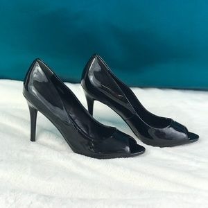 Charles David Open Peep Toe Patent Leather Pump